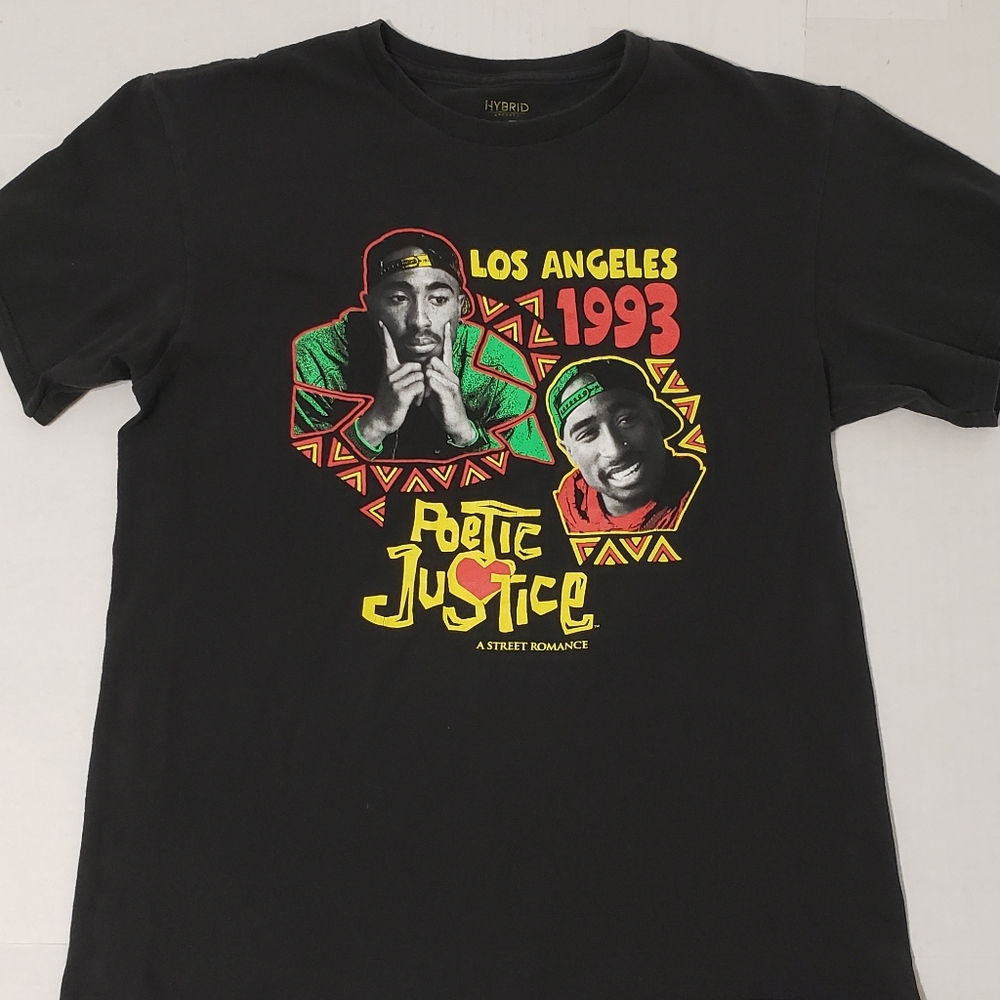 Hybrid Apparel Poetic Justice Tupac 2Pac t-shirt Men's Medium Black Multicolor